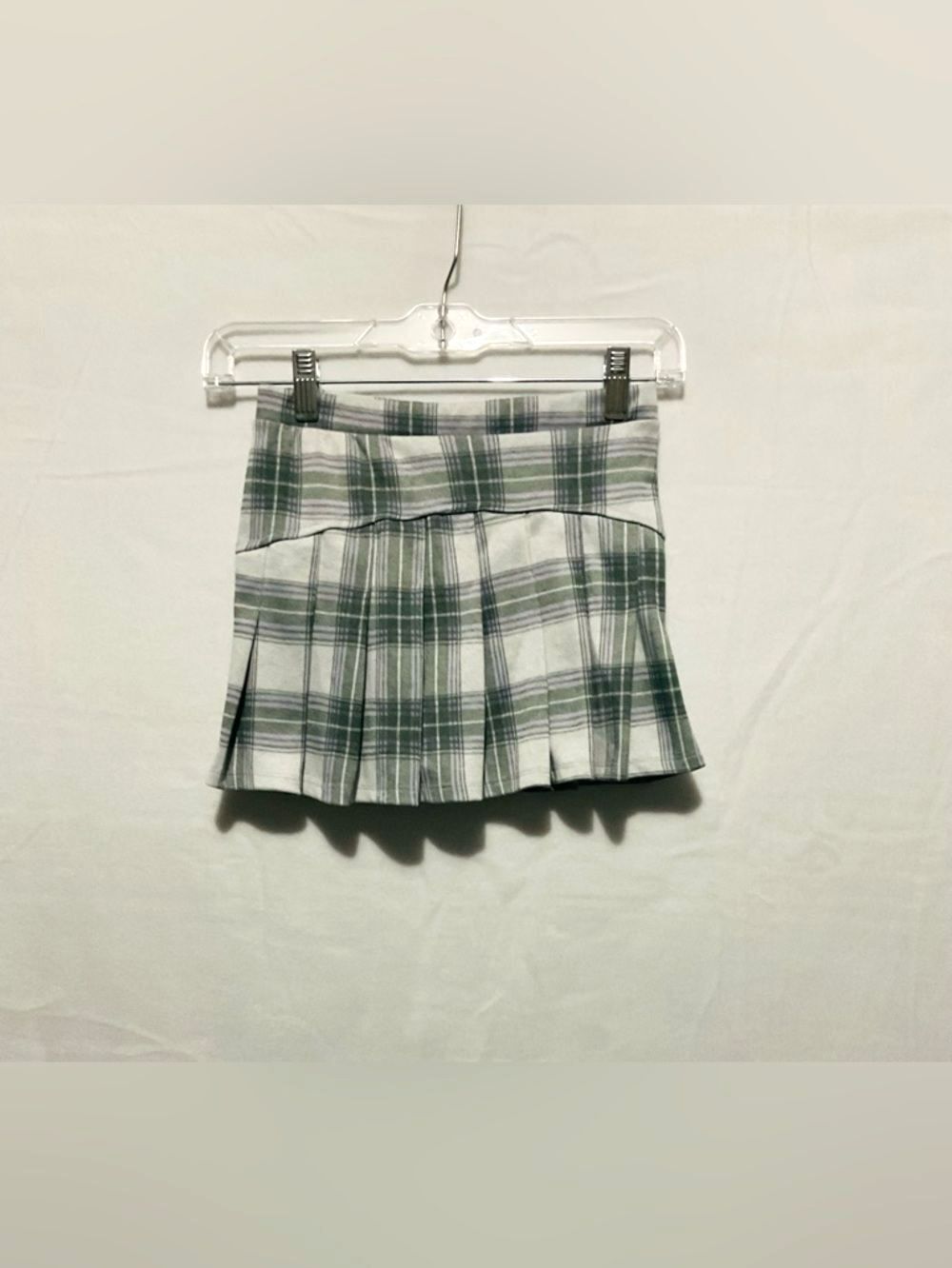 SO Girls Plaid Pleated Skort Size S 7 Green Grey School Uniform Style Play-Ready